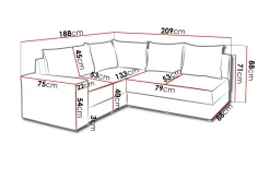 Bono Hjørnesofa 210x190x80 cm