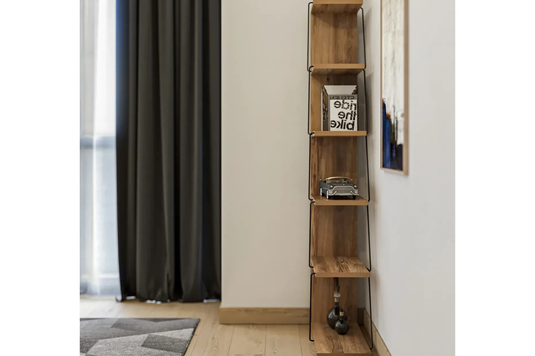 Bookshelf Pine|Svart