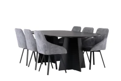 Bootcut Spisegruppe 230 cm Oval med 6 Rosie Stoler