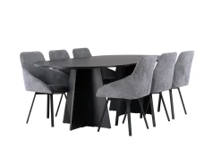 Bootcut Spisegruppe 230 cm Oval med 6 Rosie Stoler