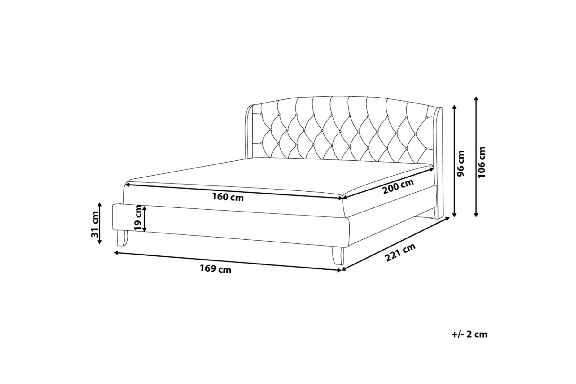 Bordeau Dobbeltseng 160 | 200 cm