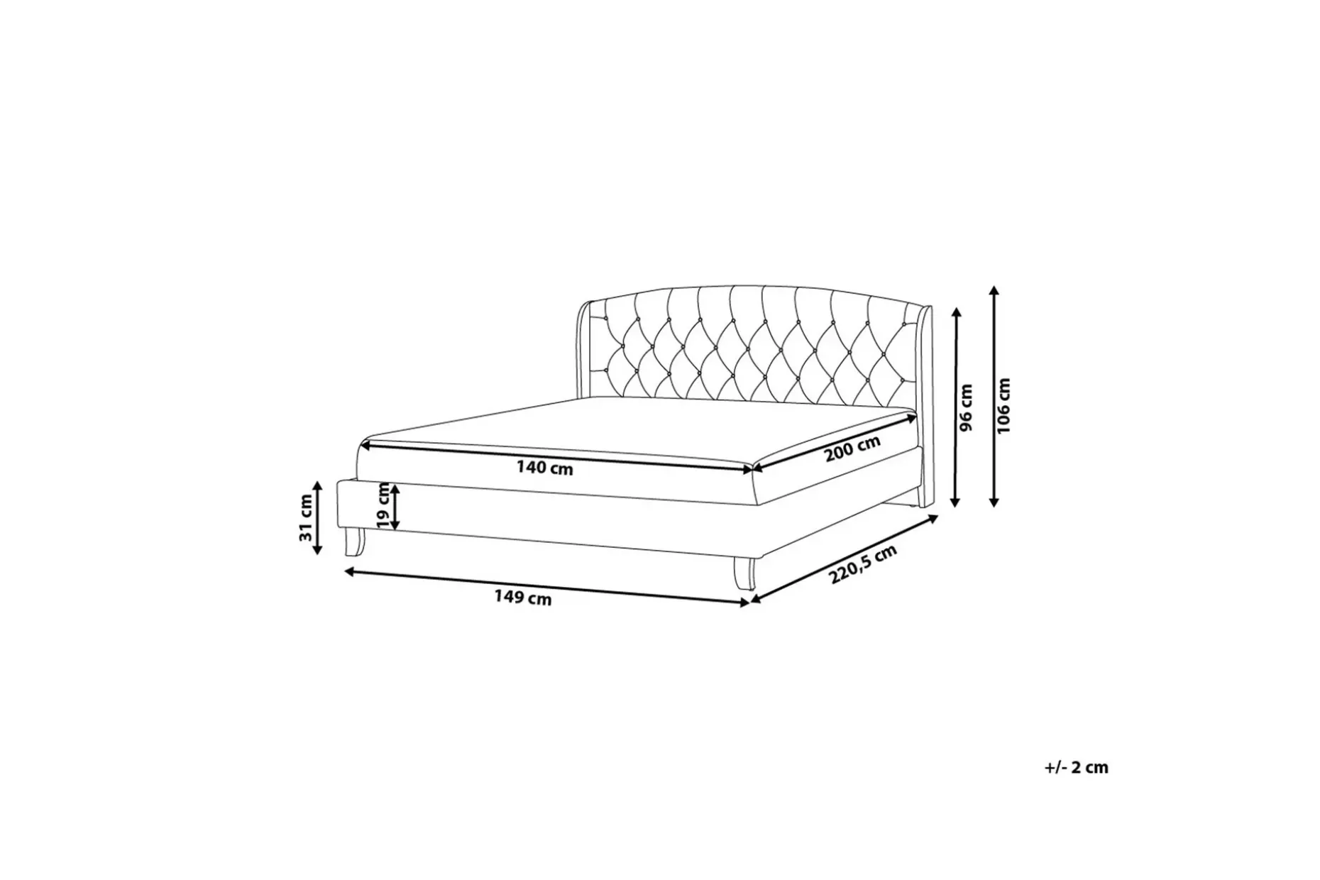 Bordeau Dobbeltseng 140 | 200 cm