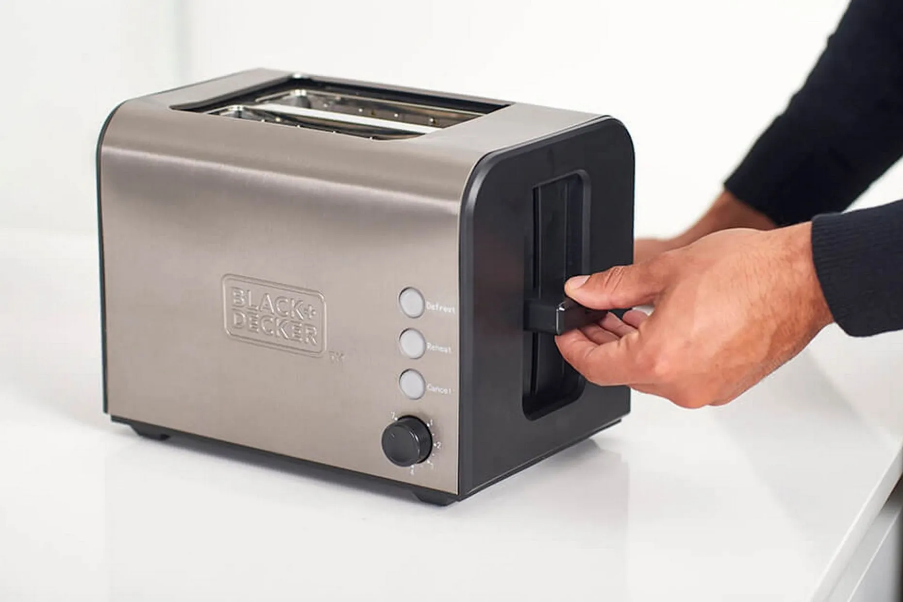 Brødrister Black+Decker 2 Rom børstet stål