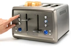 Brødrister Black+Decker 4 spor 1960W børstet stål