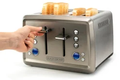 Brødrister Black+Decker 4 spor 1960W børstet stål