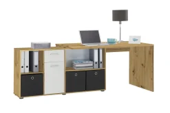 Brizleth Hjørneskrivebord 136 cm Buet med Oppbevaring