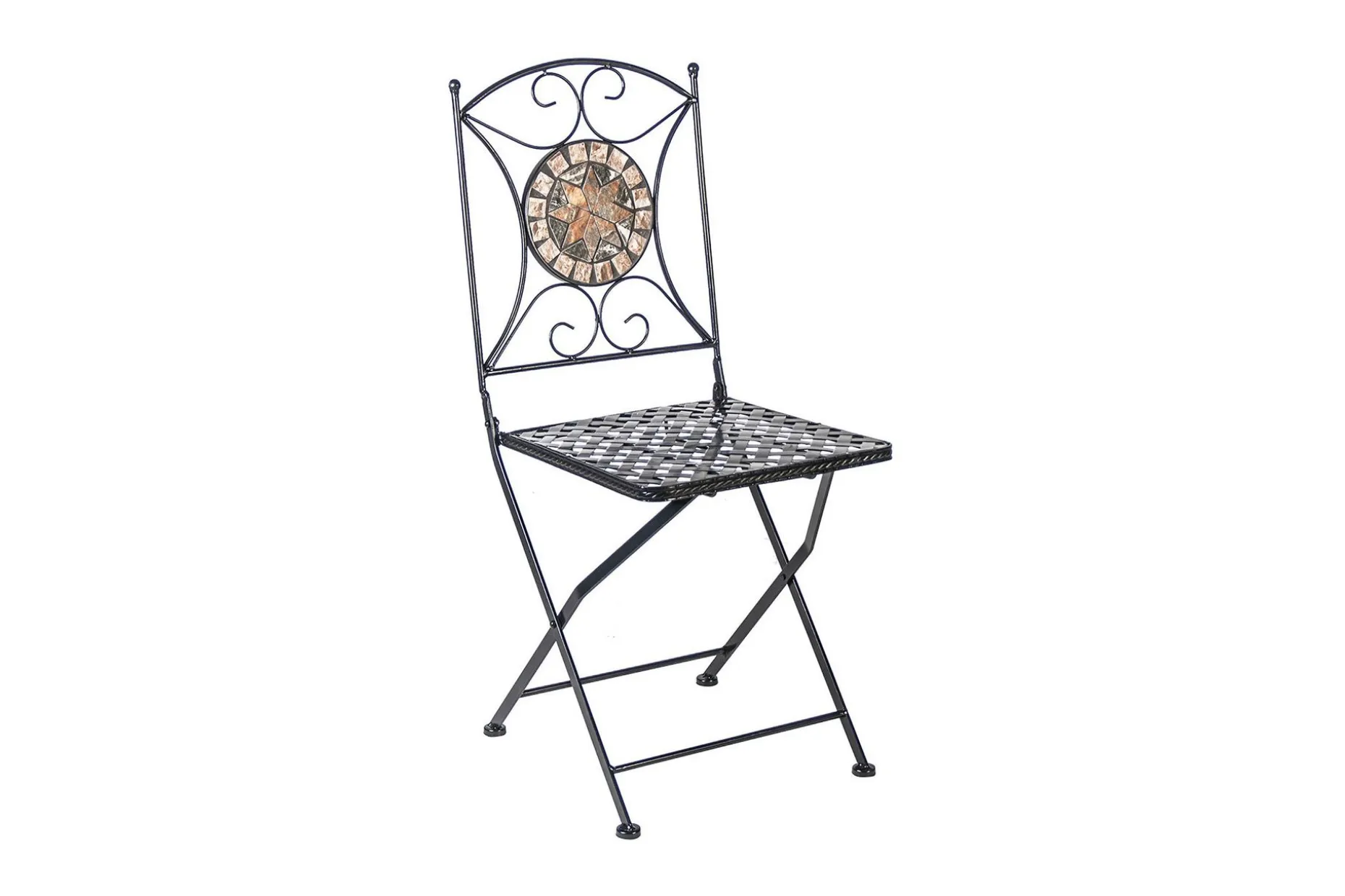 Cafesett MOSAIC bord og 4 stoler metall/svart