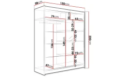 Camino Garderobe 58x150 cm LED-belysning