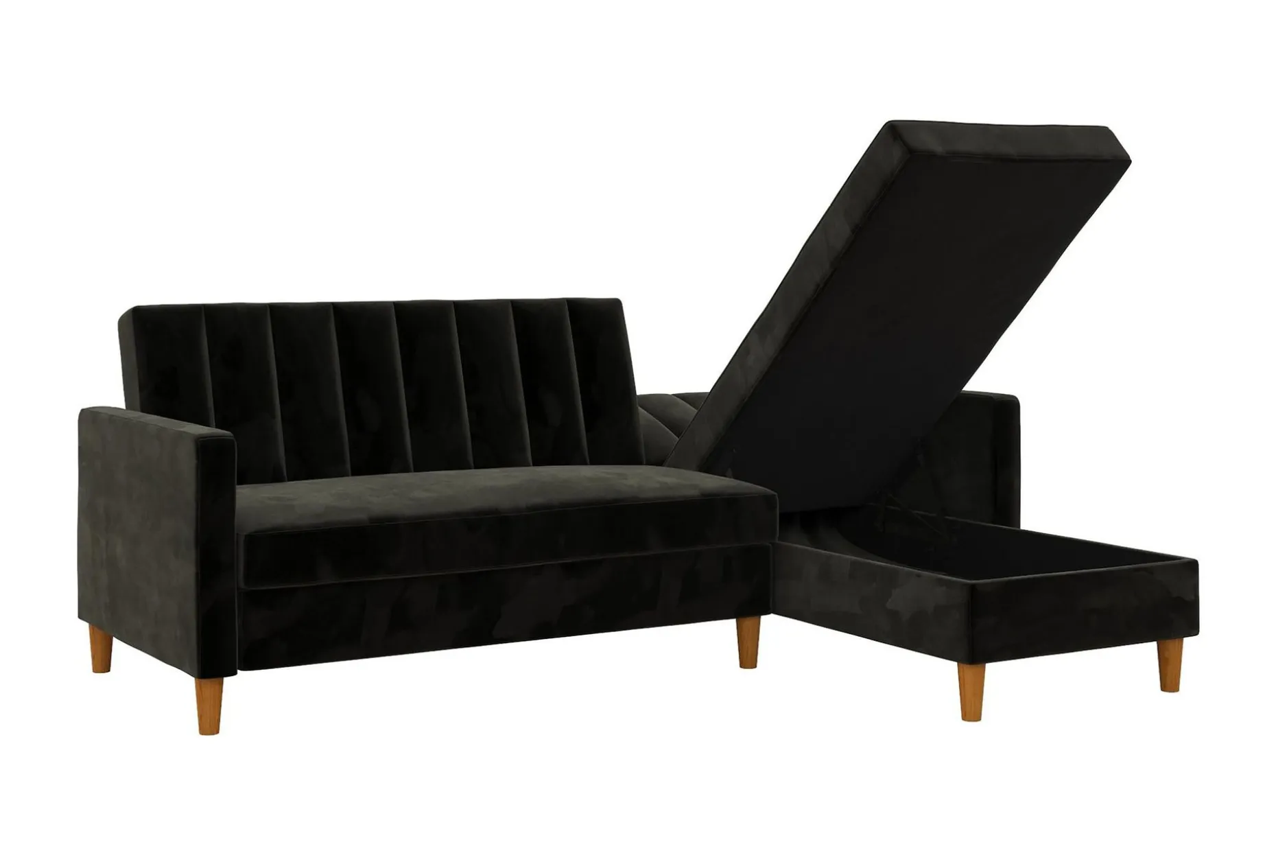 Celine 3-sits Divansovesofa Fløyel/Svart
