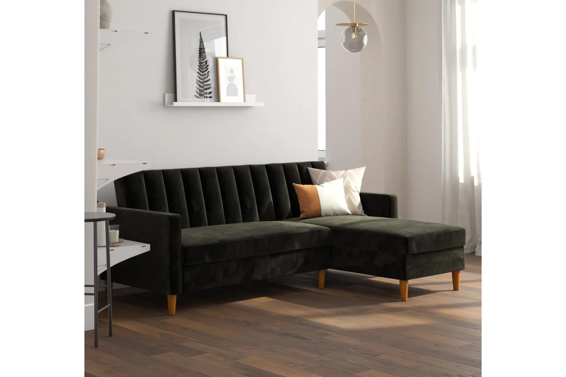 Celine 3-sits Divansovesofa Fløyel/Svart