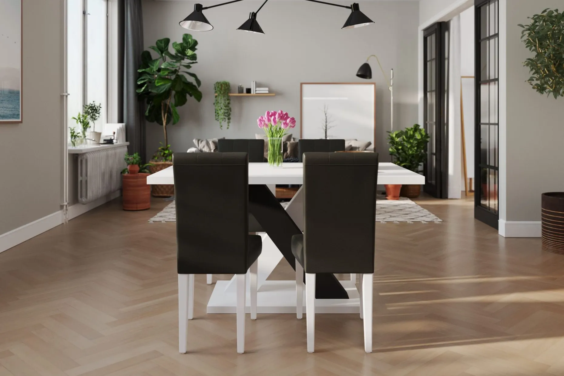 Cesi Spisegruppe 140 cm med 4 Viktor Stol