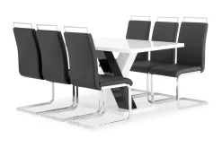 Cesi Spisegruppe Rektangulært spisebord 140 cm + 6 Isoda Lærstoler