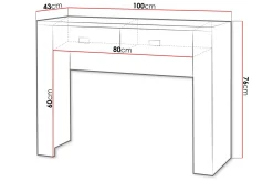 Cezar Sminkbord 100x43x76 cm Ek