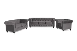 Chesterfield Luksus Sofagruppe 3+2+1 i Fløyel