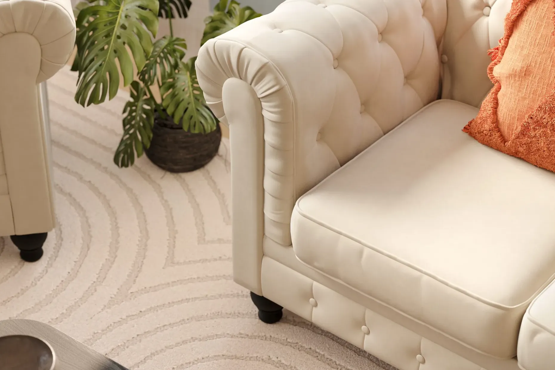 Chesterfield Lyx 3-seter Fløyelssofa – Dyp sofa