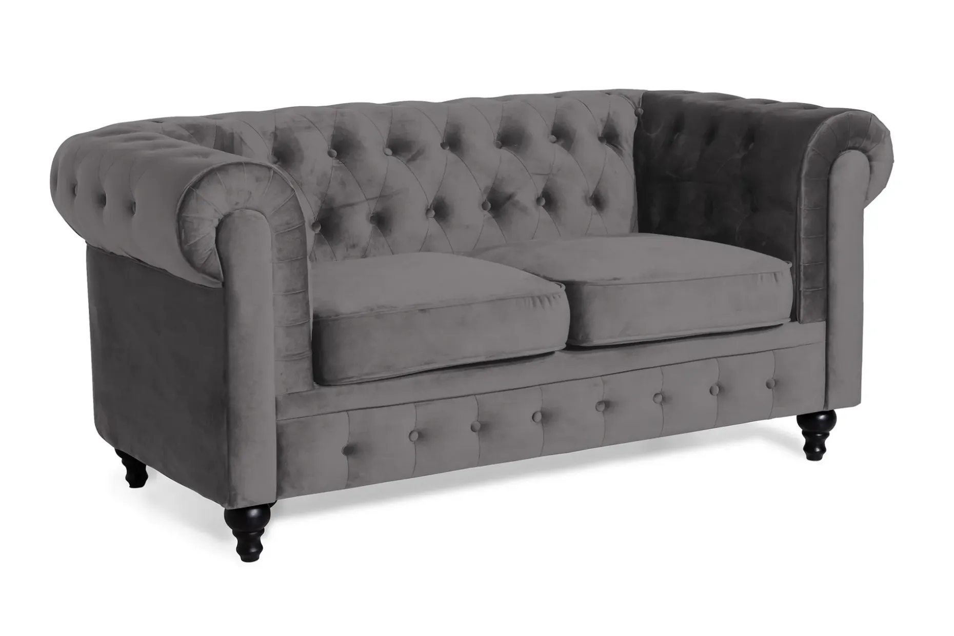 Chesterfield Lyx 2-seter Liten Fløyelssofa – Dyp sofa 160 cm bred