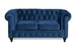 Chesterfield Lyx 2-seter Liten fløyelssofa – Dyp sofa 160 cm bred