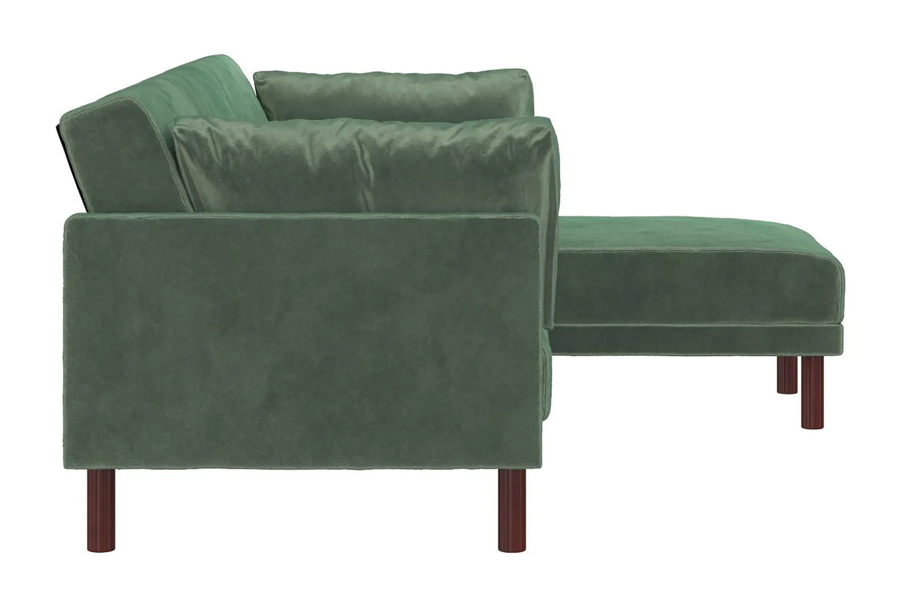 Clair 3-seters Sovesofa med Sjeselong Justerbar Fløyel/Grønn