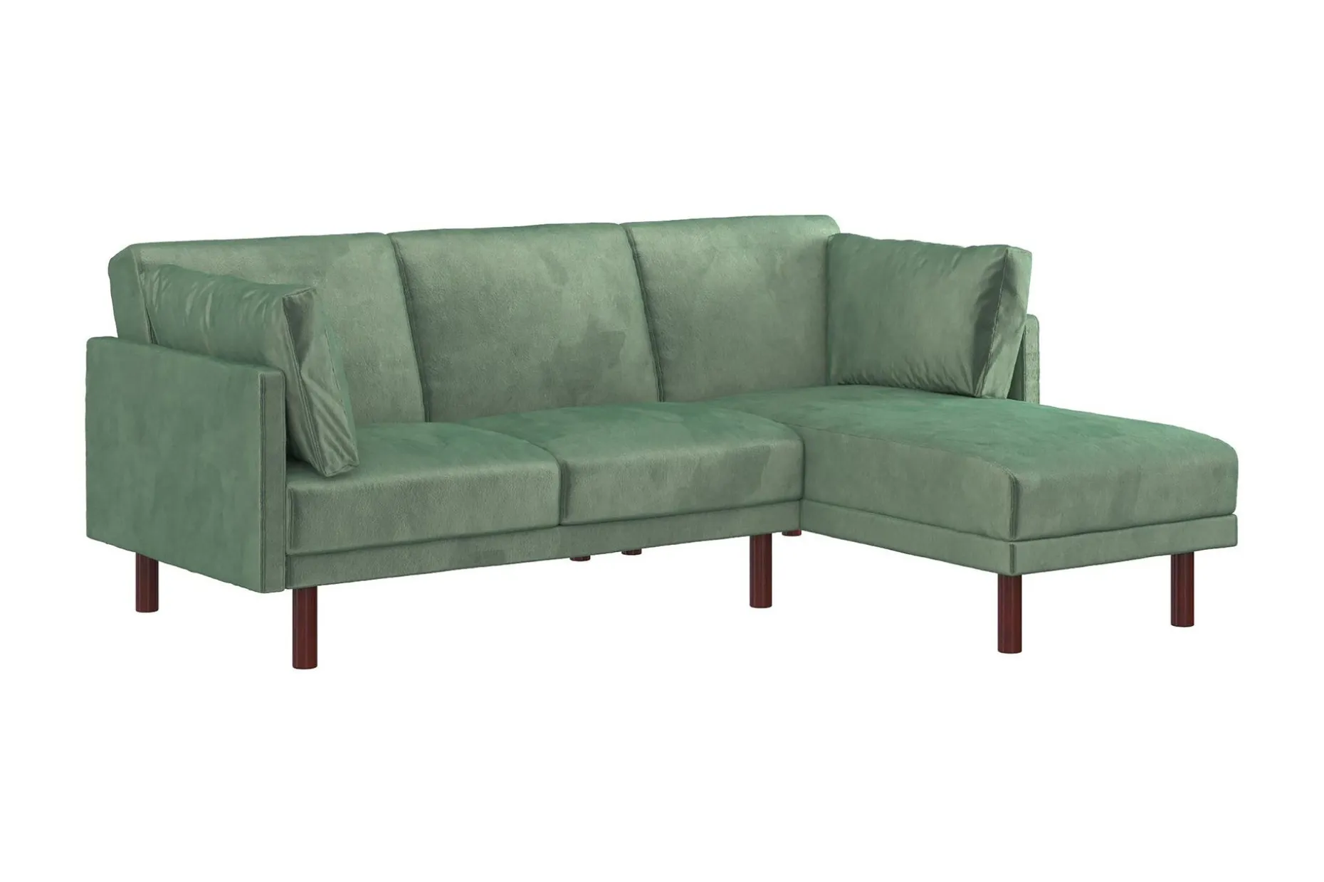 Clair 3-seters Sovesofa med Sjeselong Justerbar Fløyel/Grønn