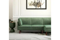 Clair 3-seters Sovesofa med Sjeselong Justerbar Fløyel/Grønn