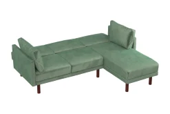 Clair 3-seters Sovesofa med Sjeselong Justerbar Fløyel/Grønn