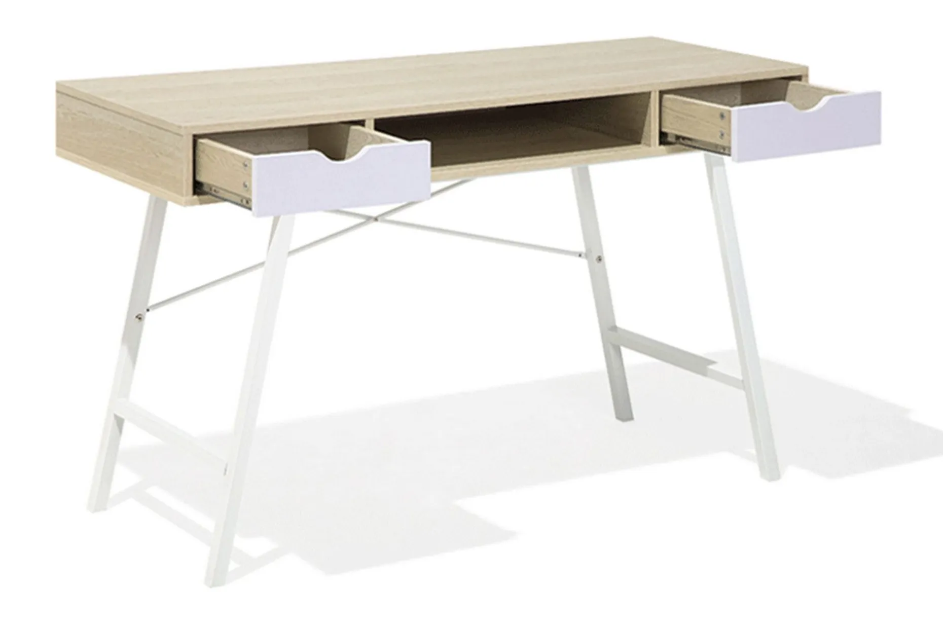 Clarita Skrivebord 120 cm med Oppbevaringshylle + 2 Skuffer