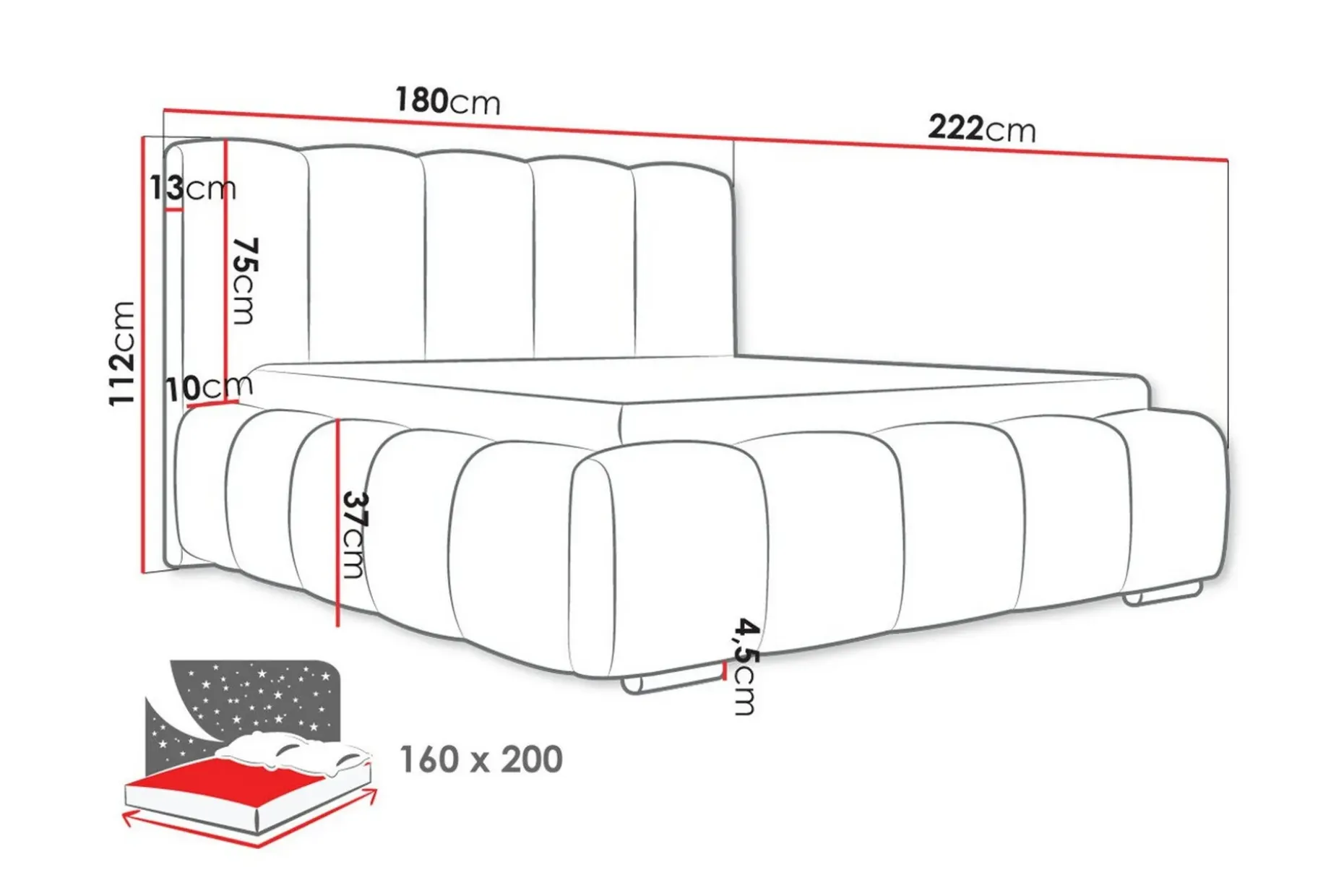 Cleaton Sengeramme 160x200 cm