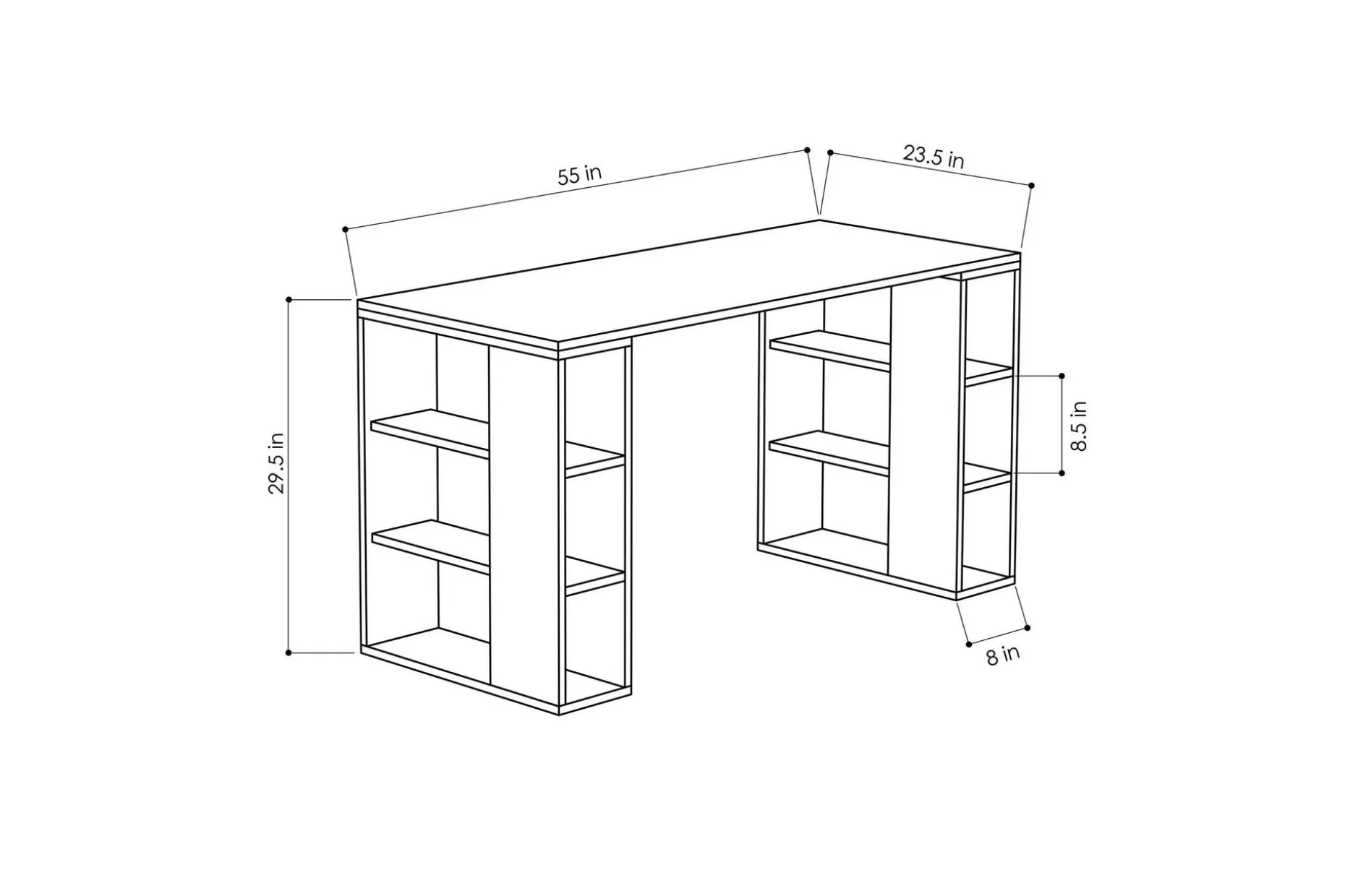 Colmaron Skrivebord 140 cm med Oppbevaringshyller