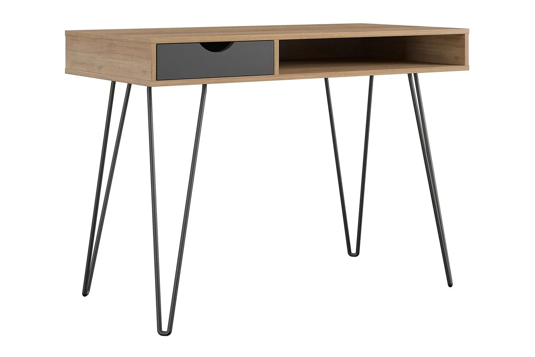 Concord Skrivebord 106 cm med Oppbevaring Skuff Grå/Natur/Sv