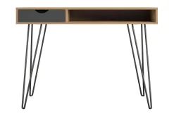 Concord Skrivebord 106 cm med Oppbevaring Skuff Grå/Natur/Sv