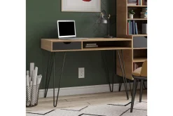 Concord Skrivebord 106 cm med Oppbevaring Skuff Grå/Natur/Sv
