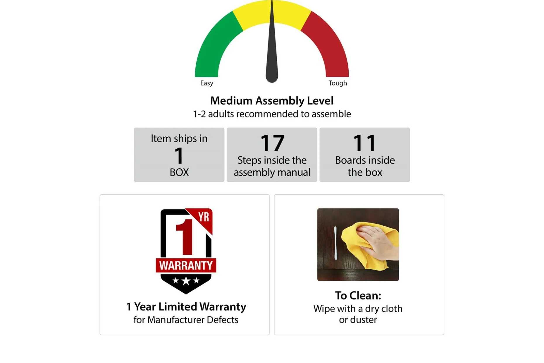 Concord Skrivebord 106 cm med Oppbevaring Skuff Grå/Natur/Sv