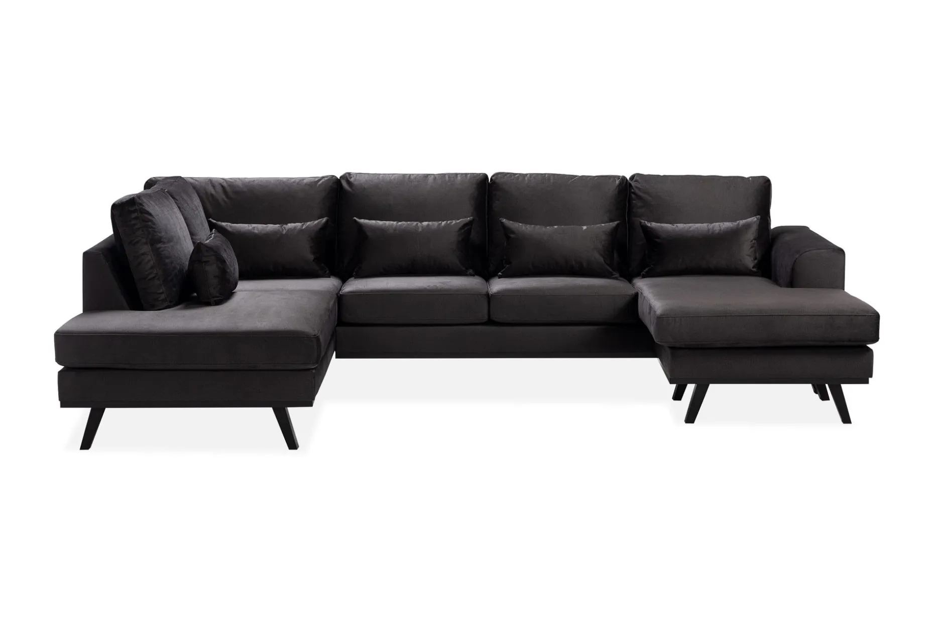 Copenhagen Compact 4-seters Venstrevendt U-formet Large Sofa med Divan og Sjeselong i Fløyel