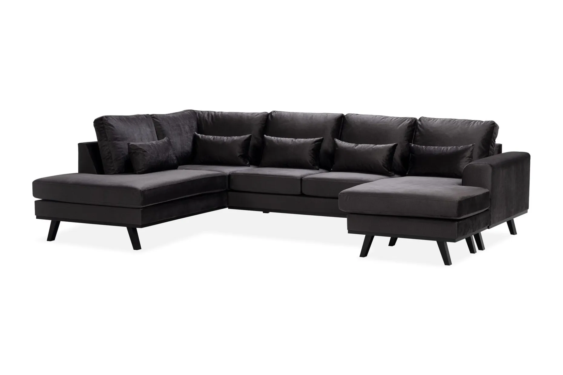 Copenhagen Compact 4-seters Venstrevendt U-formet Large Sofa med Divan og Sjeselong i Fløyel