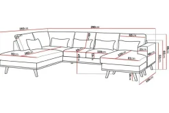 Copenhagen Compact 4-seters Venstrevendt U-formet Large Sofa med Divan og Sjeselong i Fløyel