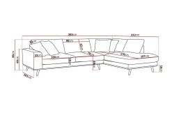 Copenhagen Premium 4-personers Højrevendt L-formet Dyb Chaiselongsofa i Chenille