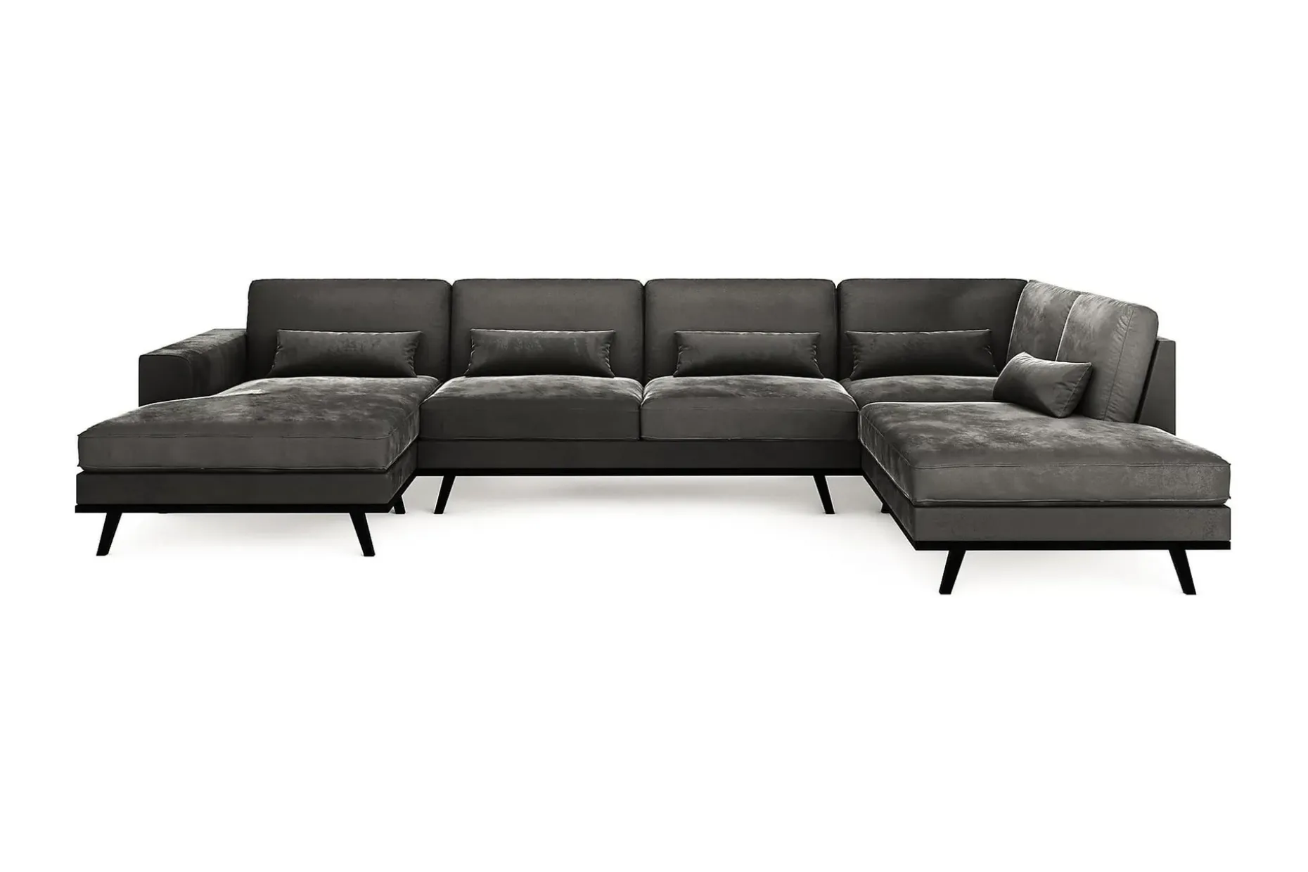Copenhagen 5-seters Høyrevendt U-formet Sofa med Divan og Sjeselong i Fløyel