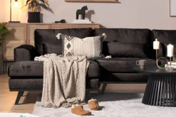 Copenhagen 5-seters Høyrevendt U-formet Sofa med Divan og Sjeselong i Fløyel