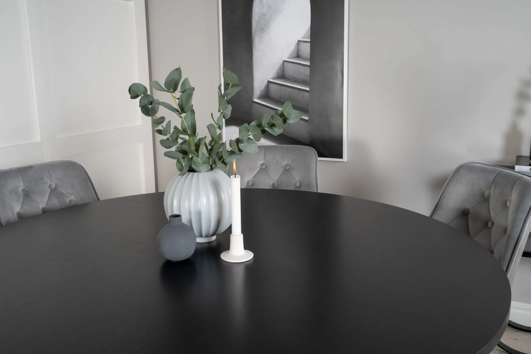 Copenhagen Spisegruppe 140 cm Rund med 6 Velvet Stoler