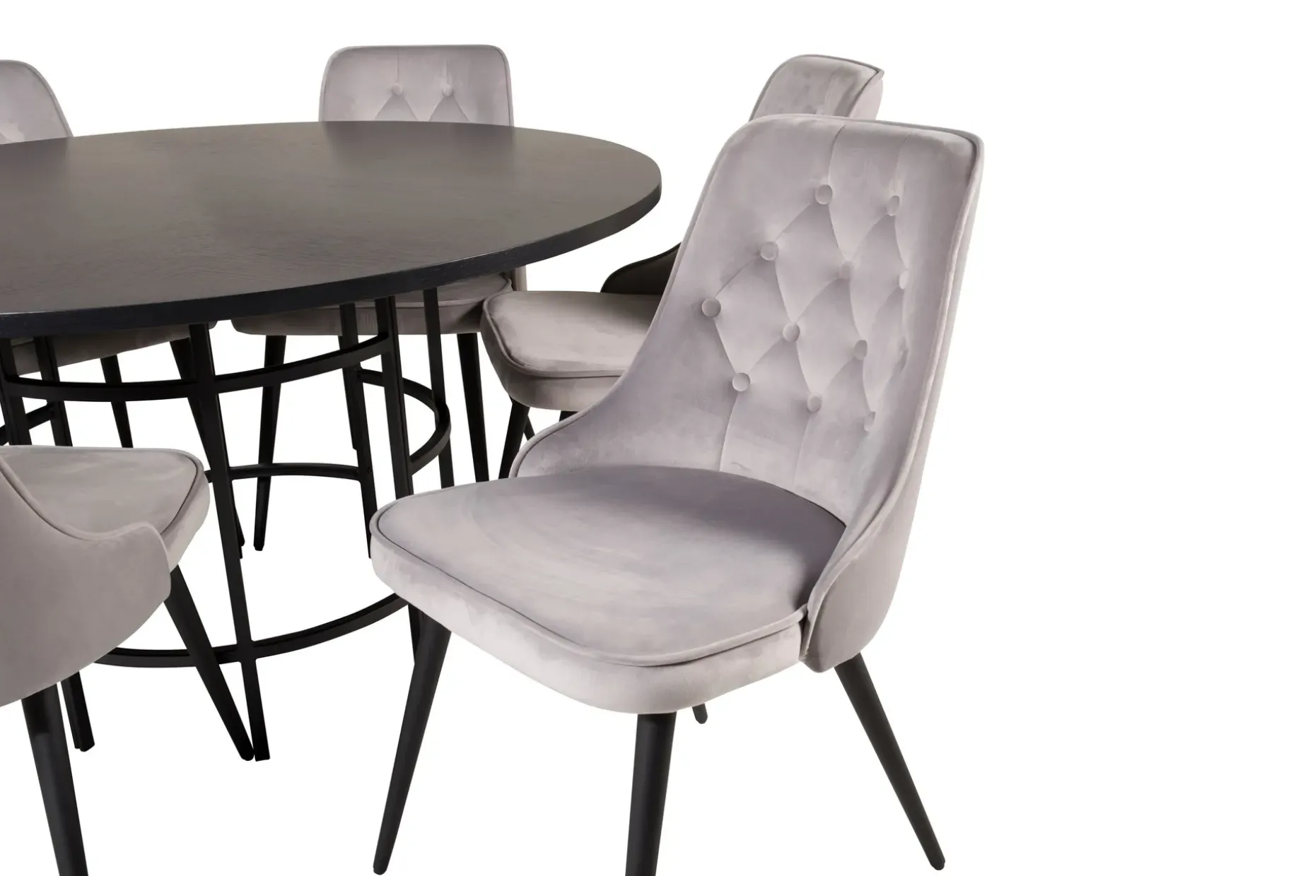 Copenhagen Spisegruppe 140 cm Rund med 6 Velvet Stoler