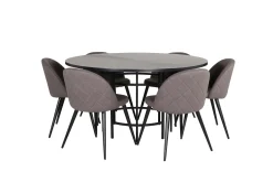 Copenhagen Spisegruppe 140 cm Rund med 6 Velvet Stoler
