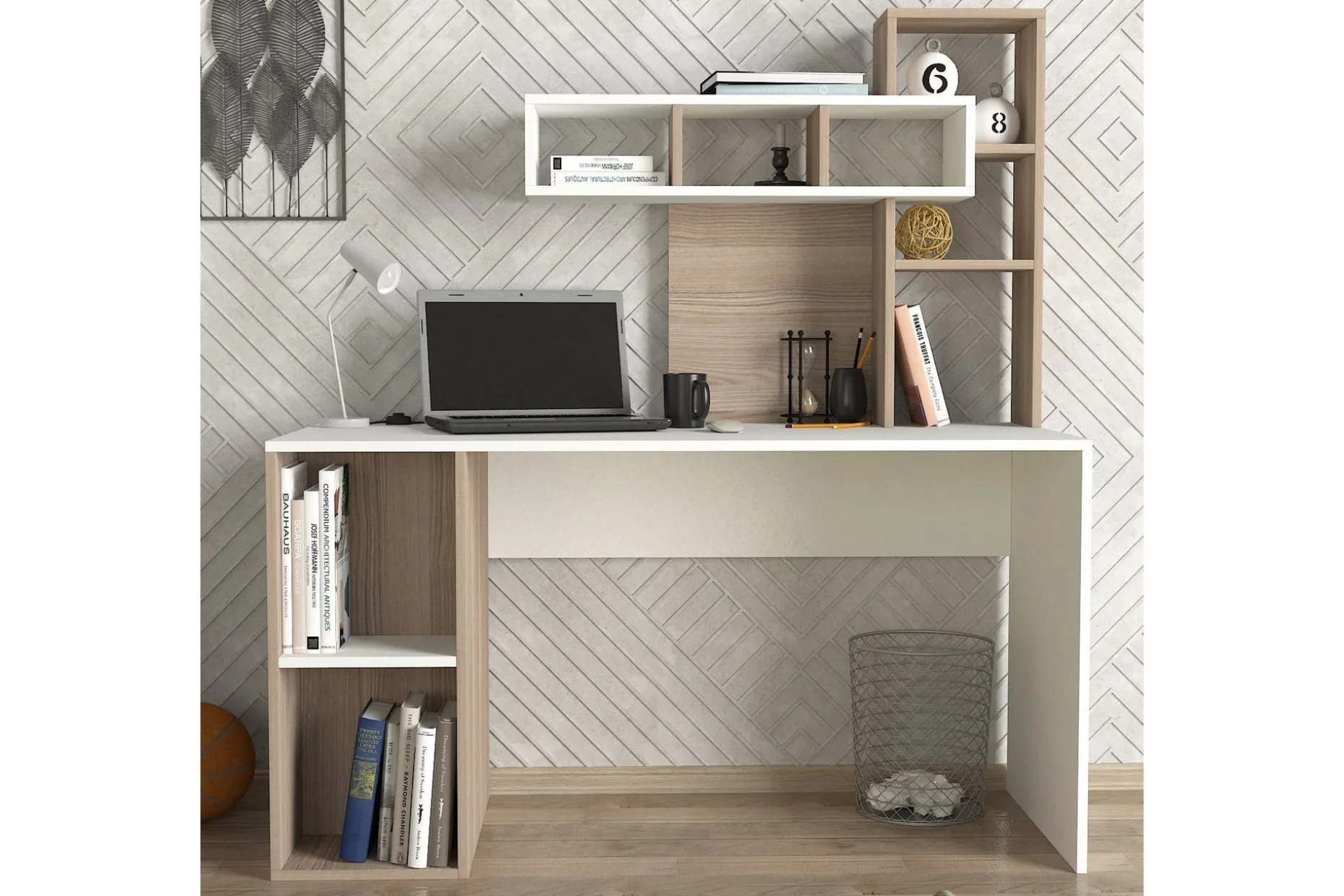 Coralle Skrivebord 140 cm med Oppbevaringshyller