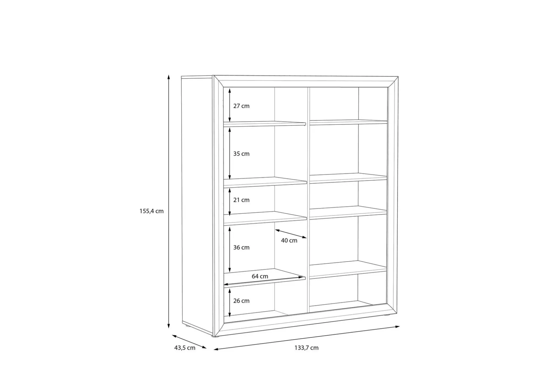 Corlius Vitrineskap 41x134 cm