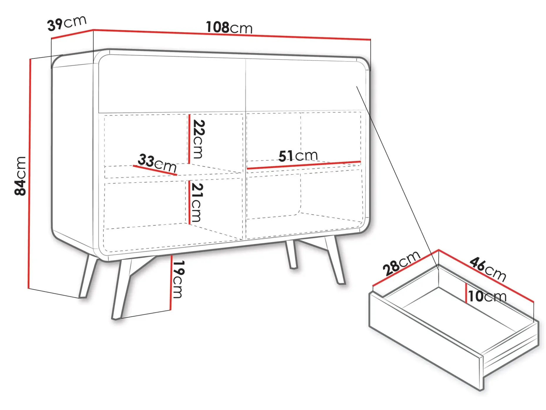 Corvan Skjenk 108 cm