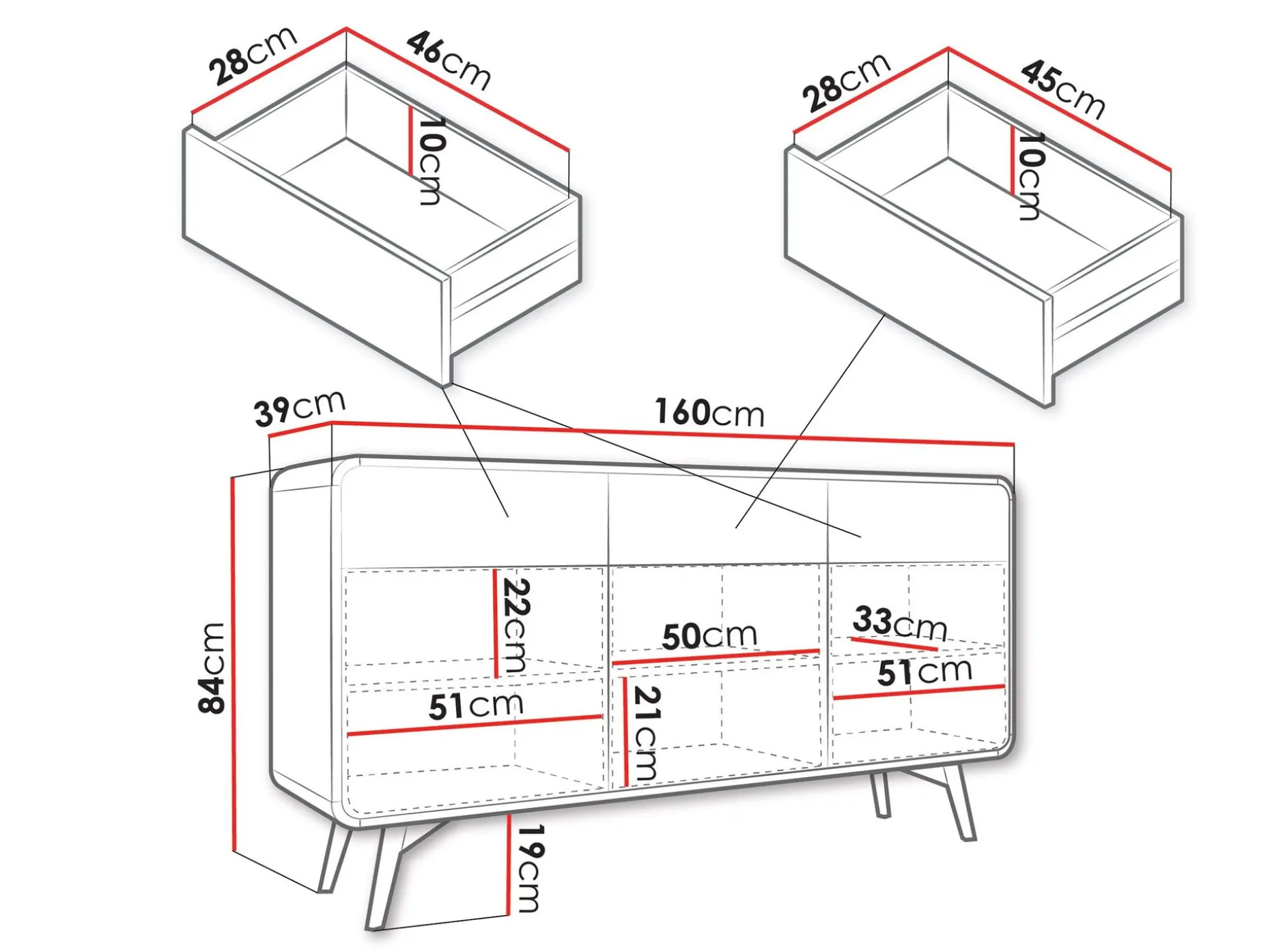 Corvan Skjenk 160 cm