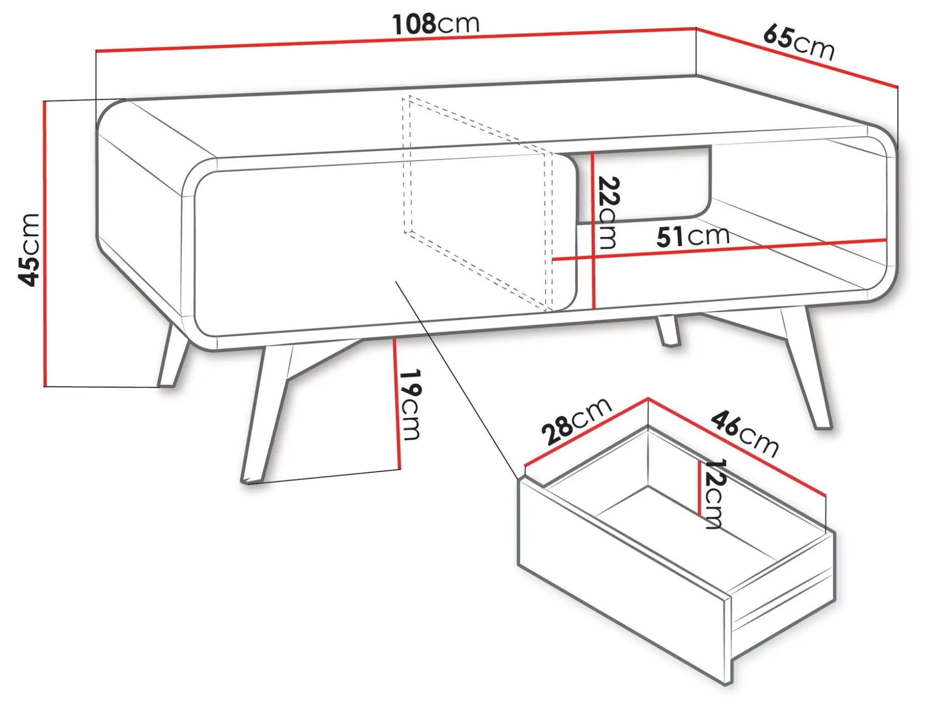 Corvan Sofabord 108 cm