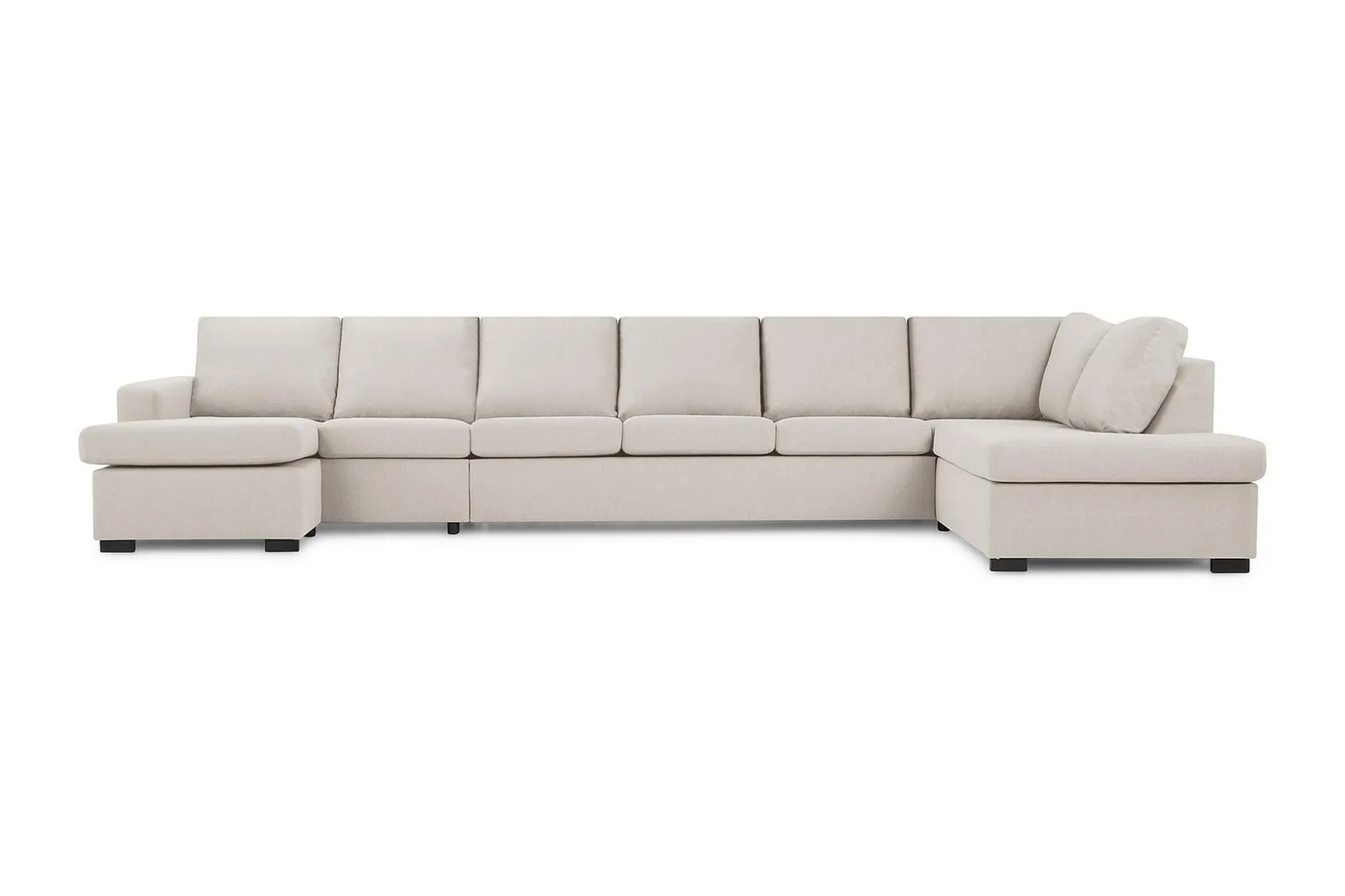 Crazy 6-seters Høyrevendt U-formet XX-Large Sofa med Divan og Sjeselong i Stoff