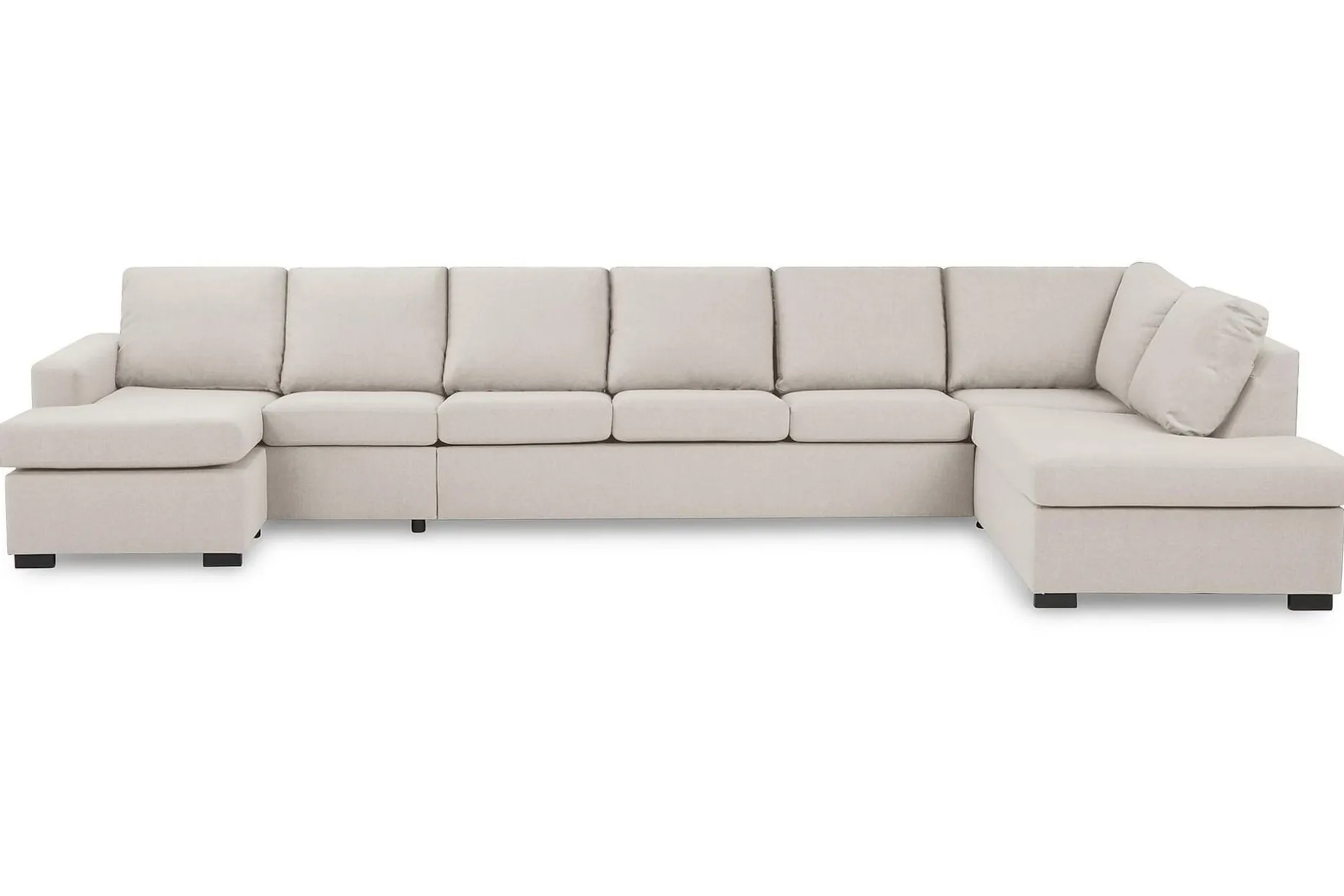 Crazy 6-seters Høyrevendt U-formet XX-Large Sofa med Divan og Sjeselong i Stoff