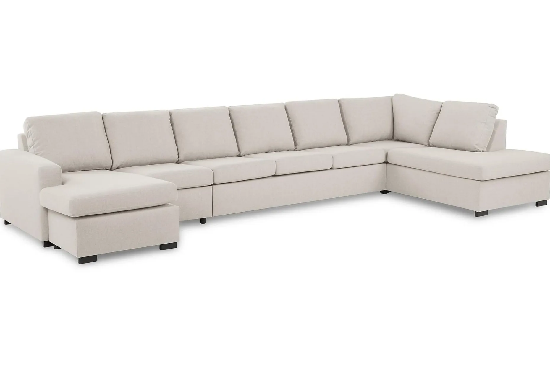 Crazy 6-seters Høyrevendt U-formet XX-Large Sofa med Divan og Sjeselong i Stoff
