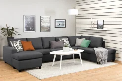 Crazy 5-seters Høyrevendt U-formet X-Large Sofa med Divan og Sjeselong i Stoff